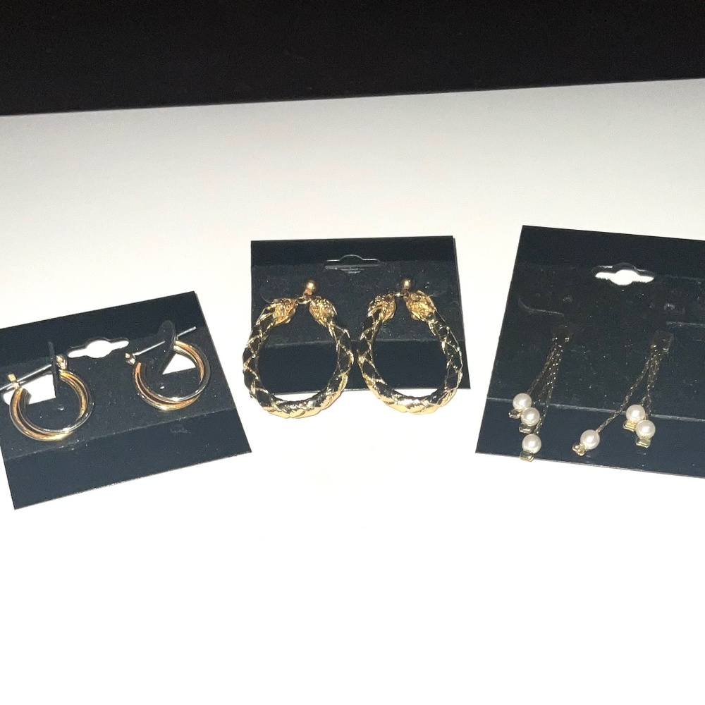 Wholesale 3 Pair of Quality Gold Earrings. (Lot 1c)